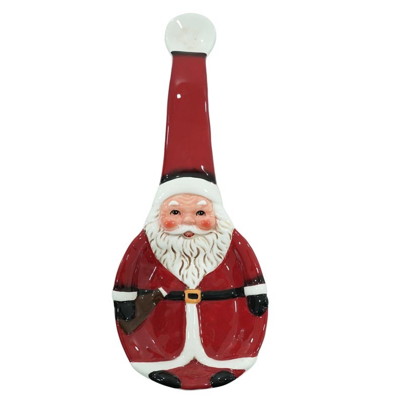 Set 2 poggia mestolo in ceramica babbo e mamma natale - 25 cm - Stile